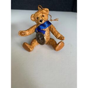 Jointed ceramic teddy bear ornament